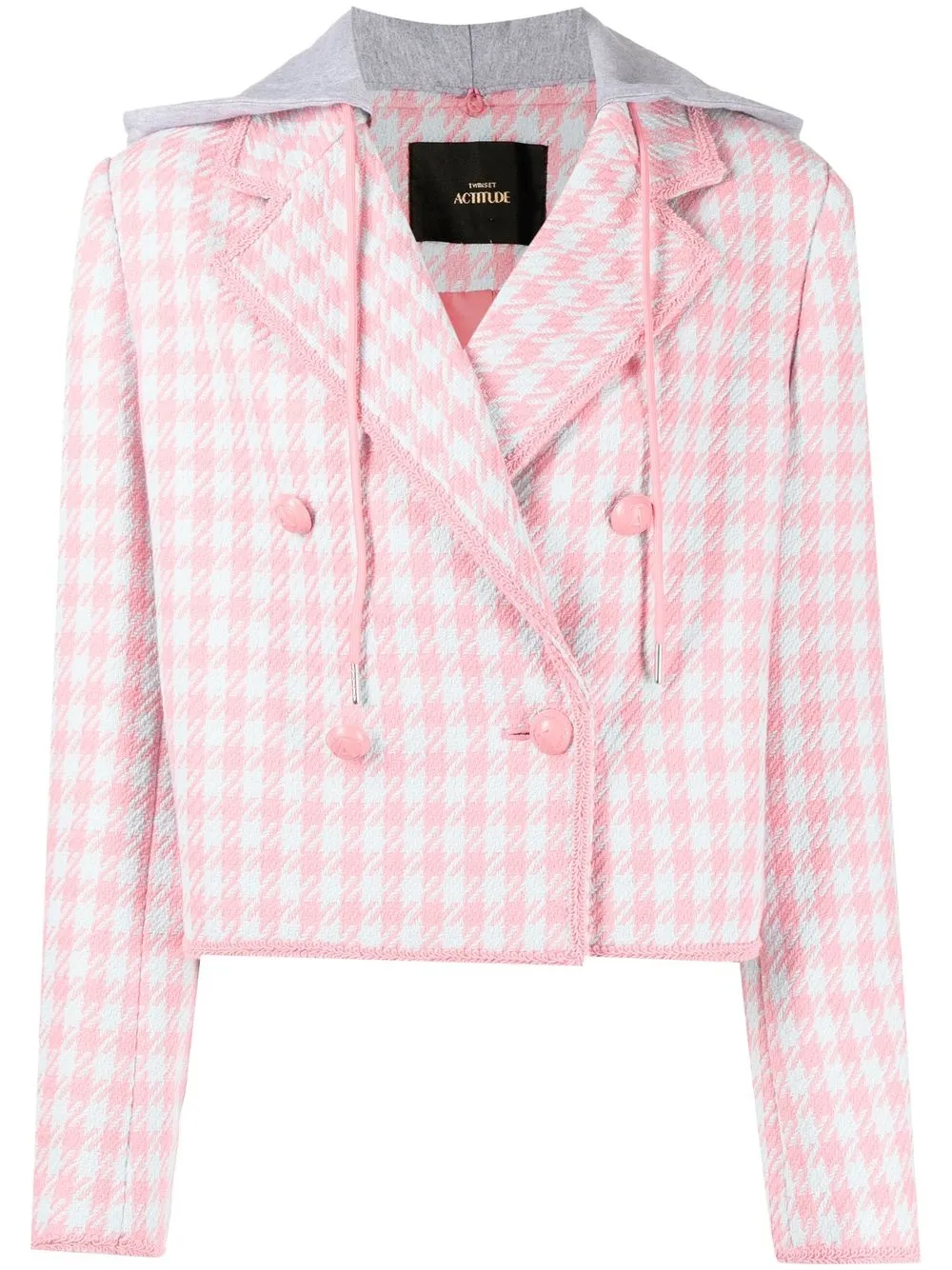 

TWINSET check double breasted jacket - Pink