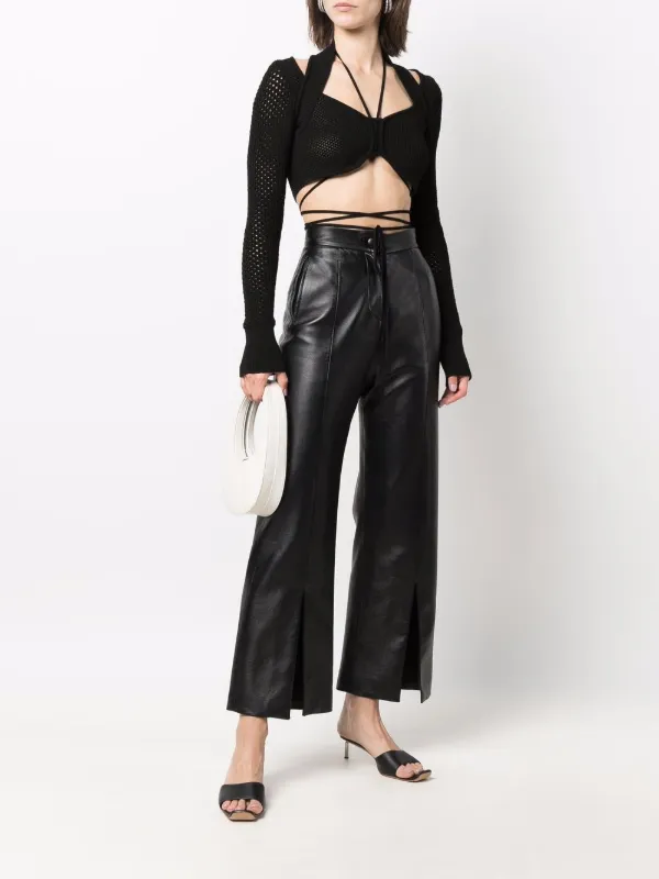 ANDREĀDAMO Knitted Cropped Top | Black | FARFETCH