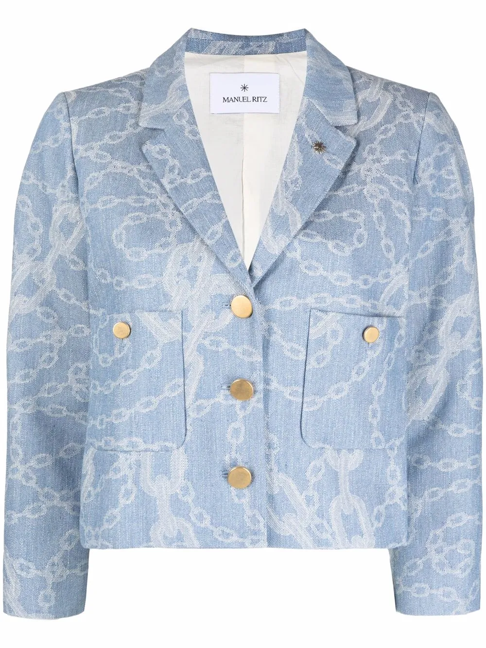 

Manuel Ritz chain-link print cropped jacket - Blue