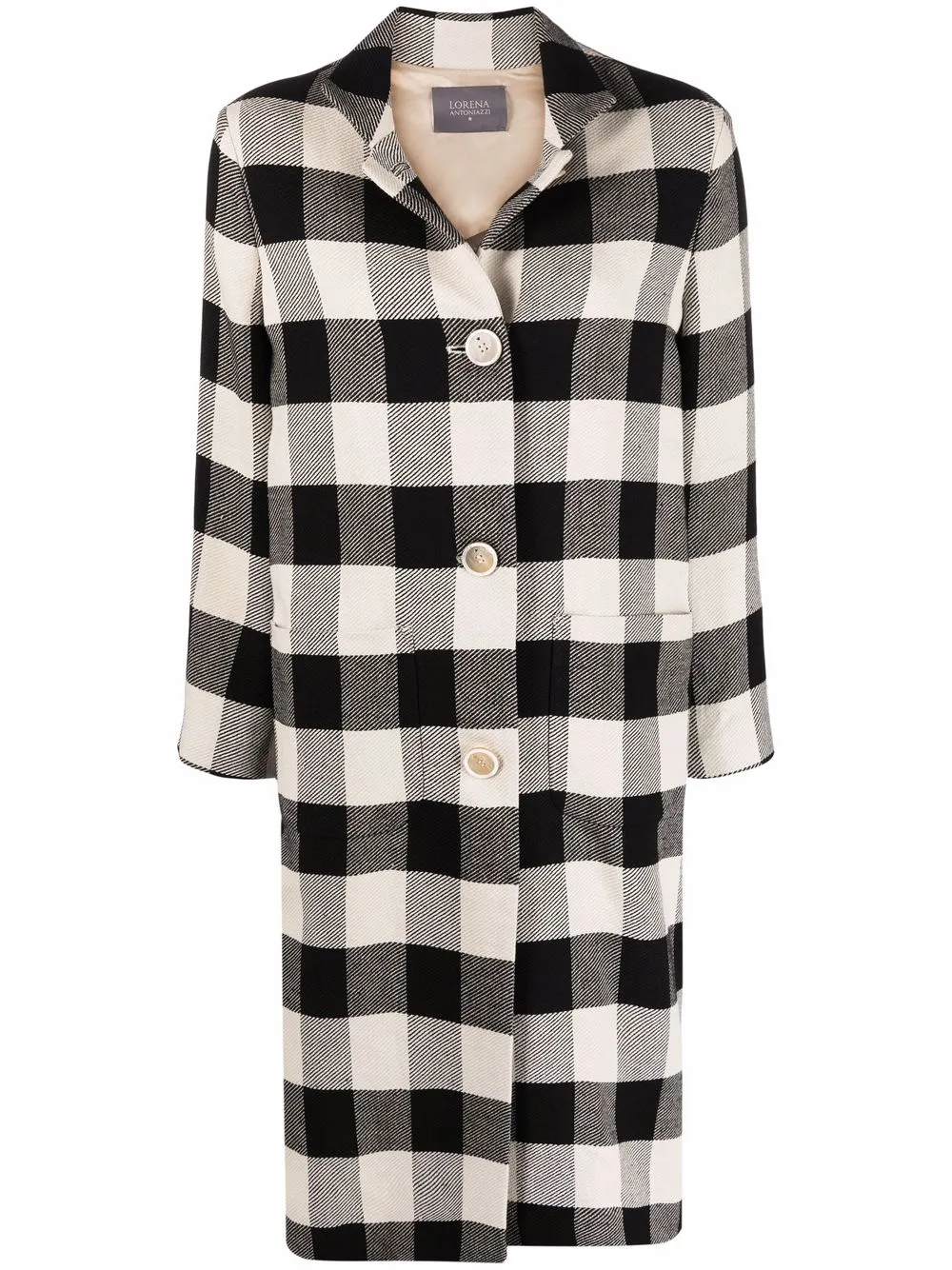 

Lorena Antoniazzi check-pattern linen coat - Neutrals