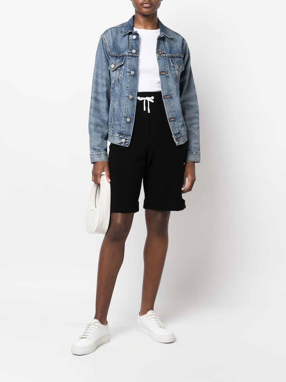 Shop Max & Moi Rib-knit Merino Blend Shorts In Black