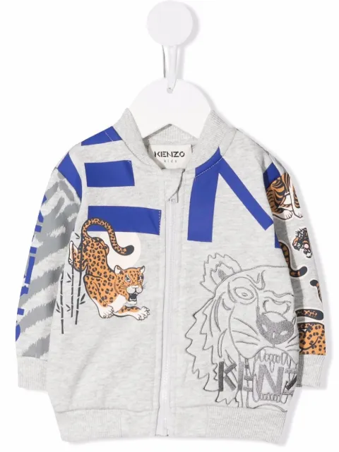 Kenzo Kids سويت شيرت بسحاب وطبعة نمر