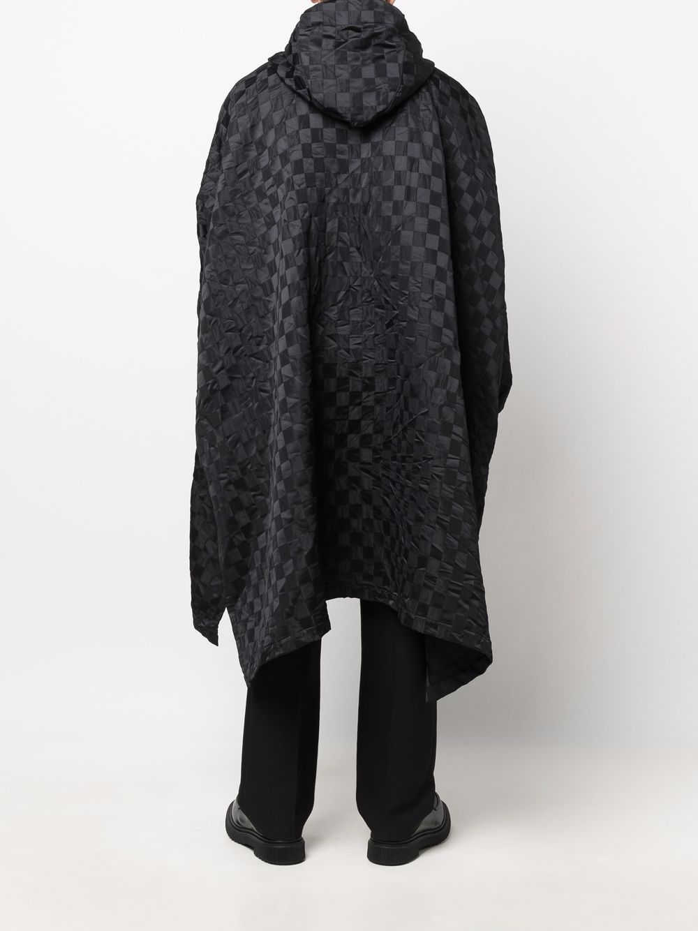 фото Black comme des garçons checkerboard hooded poncho