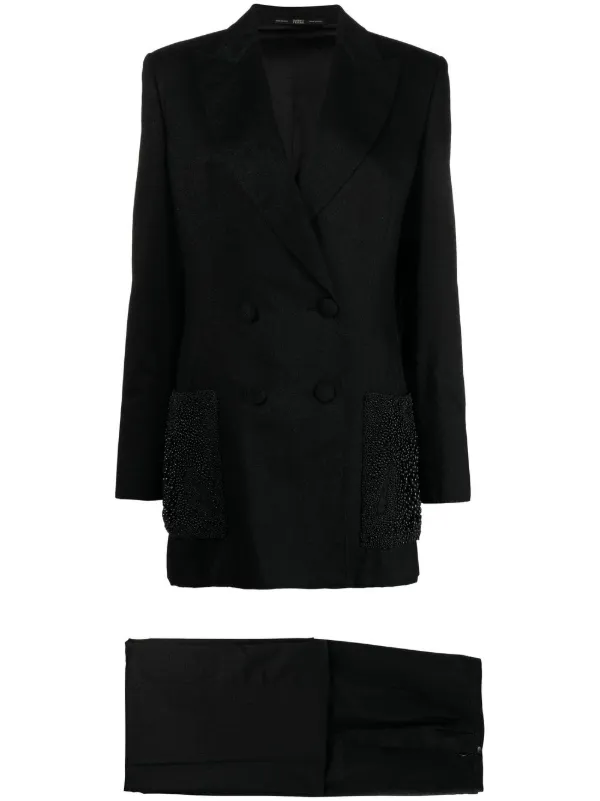 GIANFRANCO FERRE ダブルブレストスーツ ダークグレー モード Gianfranco Ferré Pre-Owned 1990s ダブルスーツ | ブラック | FARFETCH JP