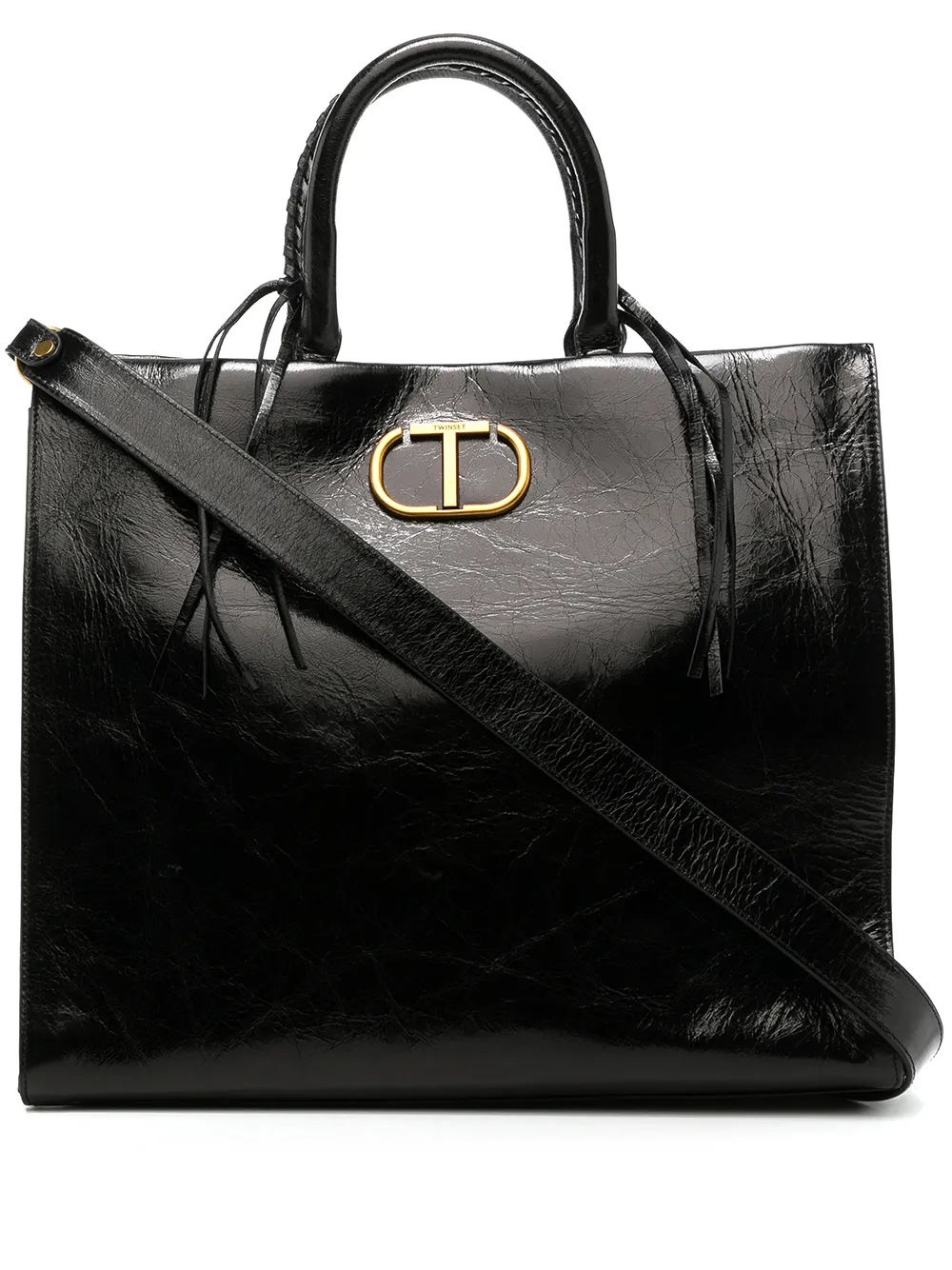 

TWINSET tote con placa del logo - Negro