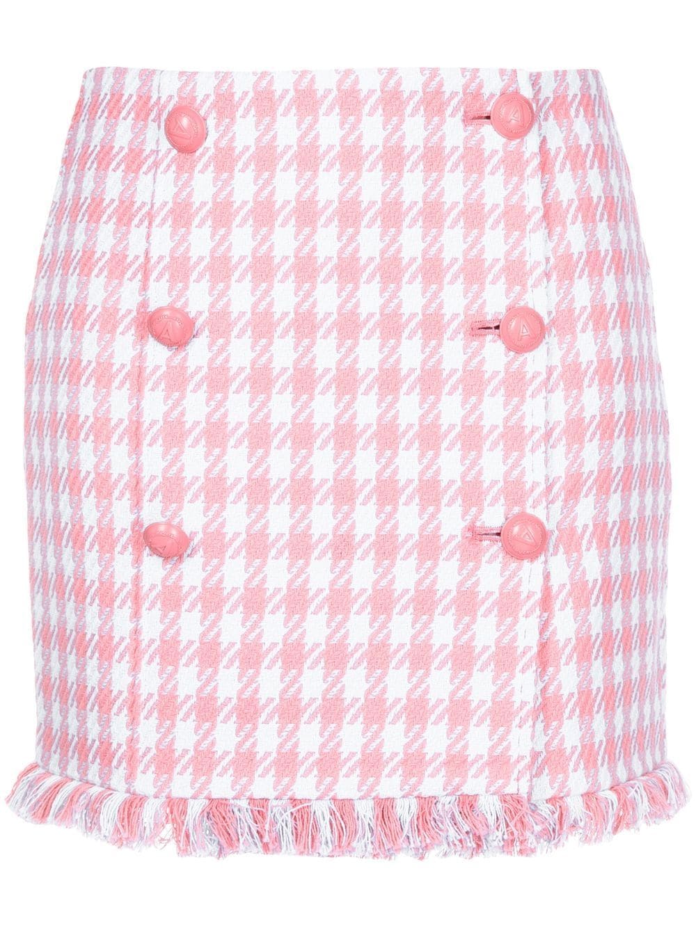 Twinset Check-print Cotton Mini Skirt In Pink