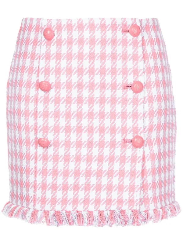 Pink check 2024 print mini skirt