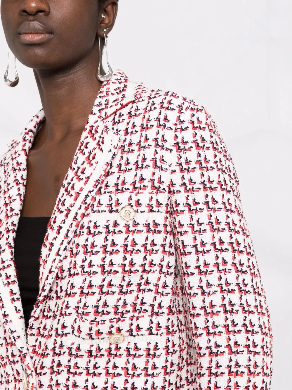  Ferragamo Patterned Boxy Jacket - White 