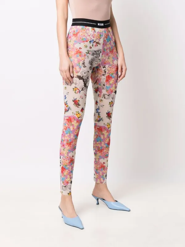 MSGM floral-print logo-waistband 