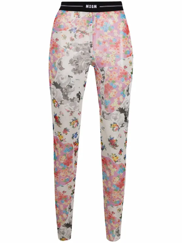 MSGM floral-print logo-waistband 