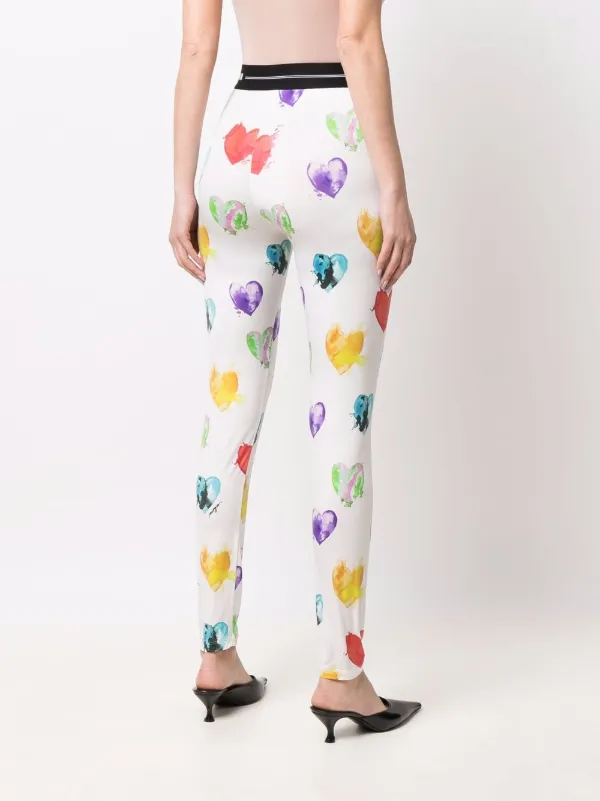 Shop MSGM logo-waistband heart-print 