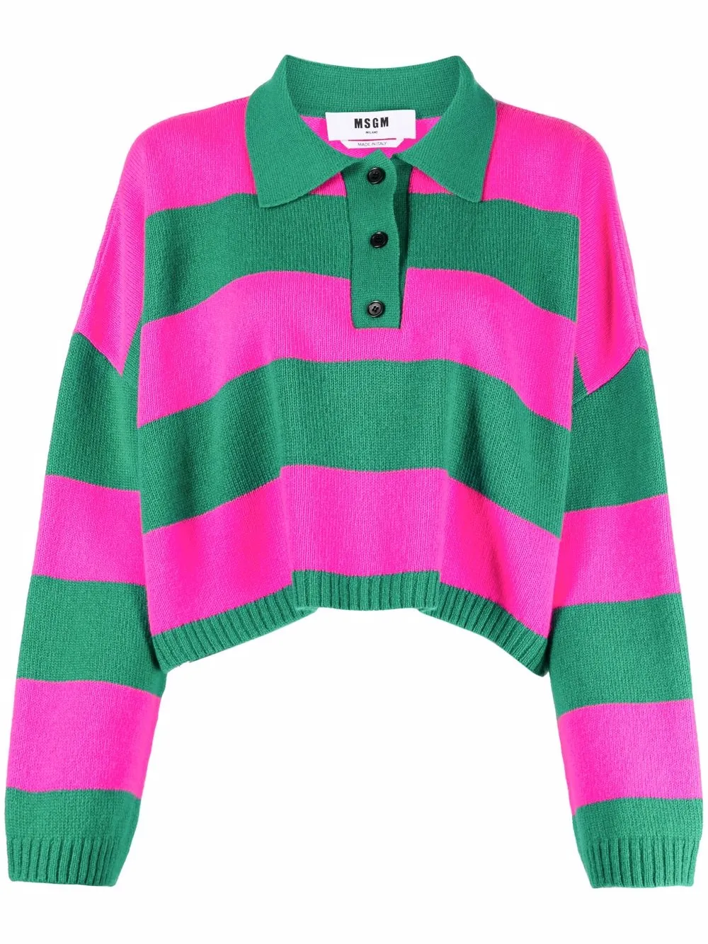 

MSGM playera tipo polo tejida a rayas - Rosado