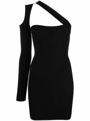 ワンピースその他 ANDREDAMO Black ribbed mini dress with cut out AndreāDamo Ribbed Mini Dress In Black - 48% Off | Editorialist