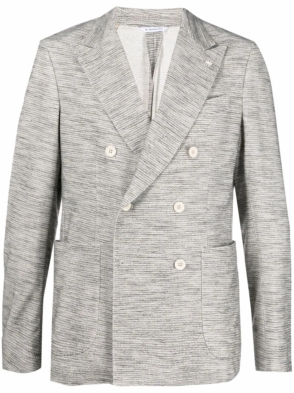 

Manuel Ritz blazer con doble botonadura y detalle de broche - Neutro