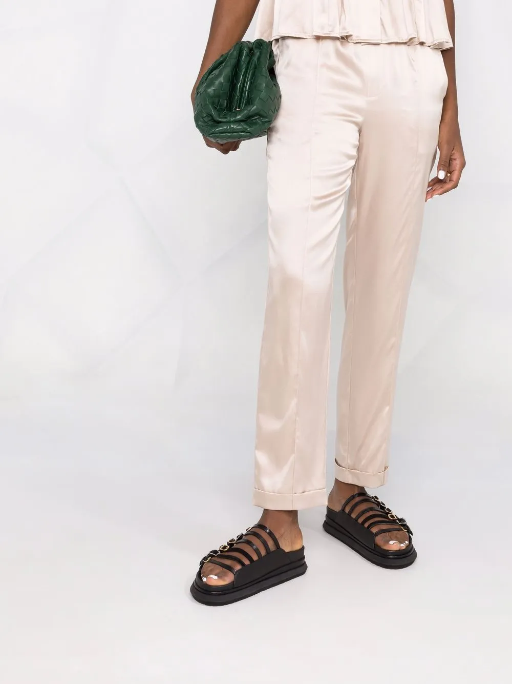  Max & Moi Elasticated-waistband Silk Trousers - Neutrals 