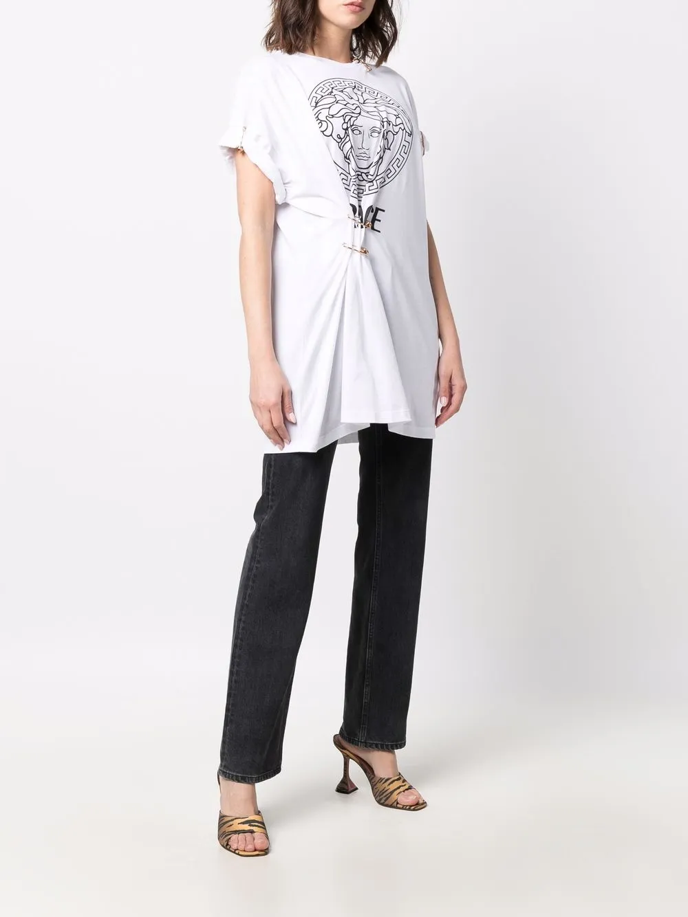 фото Versace футболка со сборками и принтом medusa