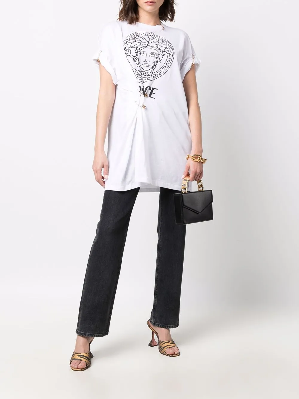 фото Versace футболка со сборками и принтом medusa