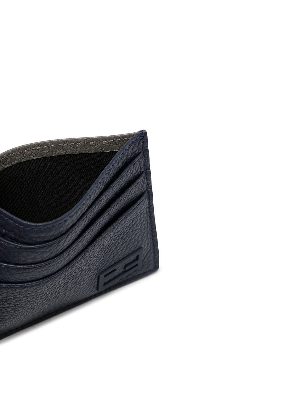 Shop Fendi Leather Cardholder In Grey