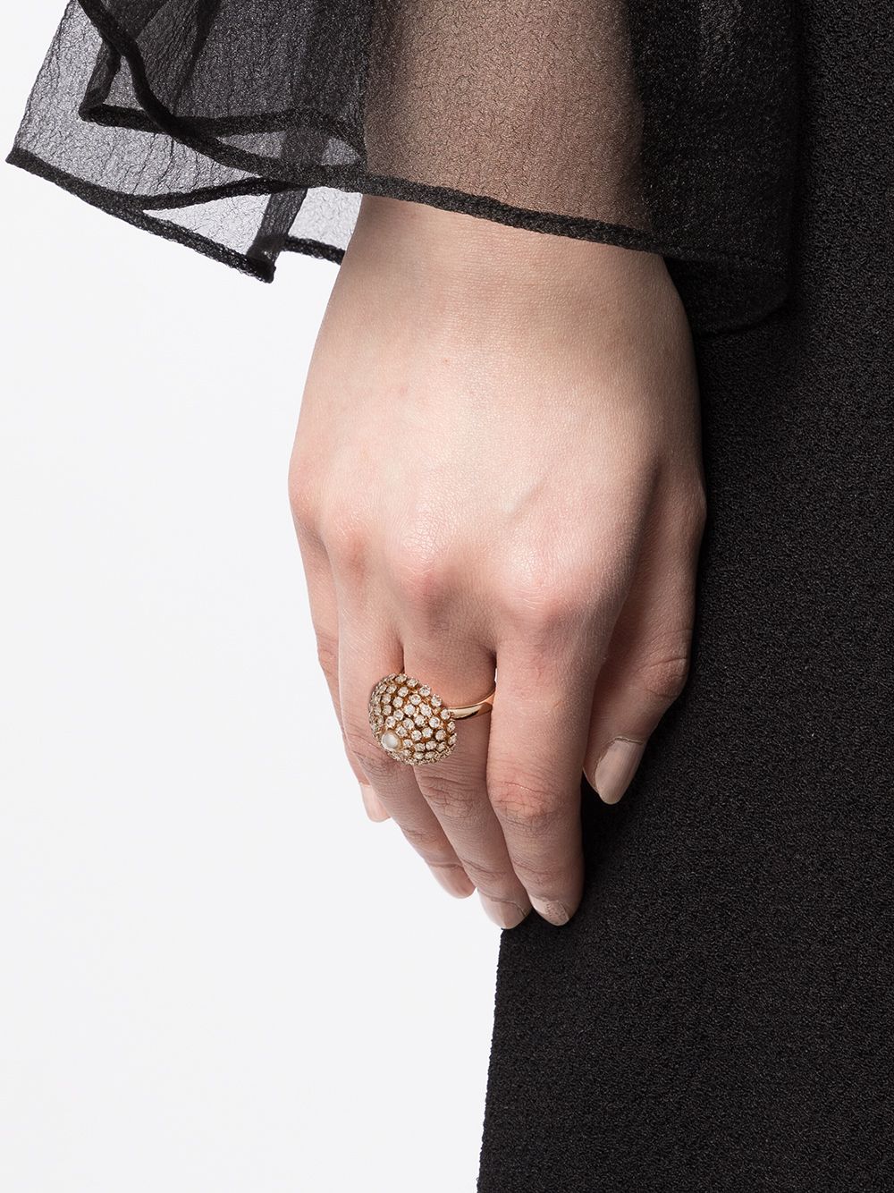 фото Anton heunis faux-pearl crystal cocktail ring