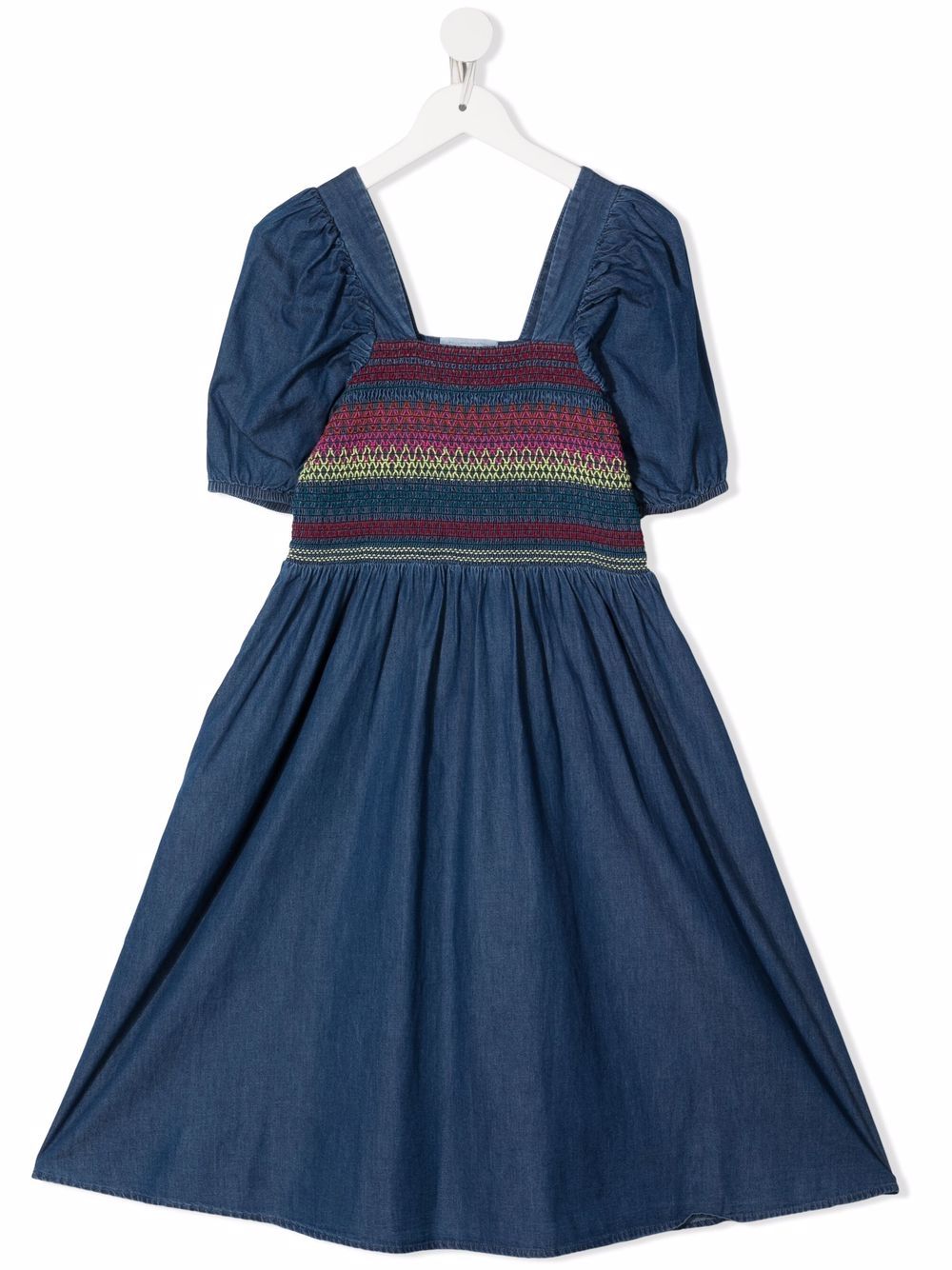 

Stella McCartney Kids vestido acampanado con detalles de costuras - Azul