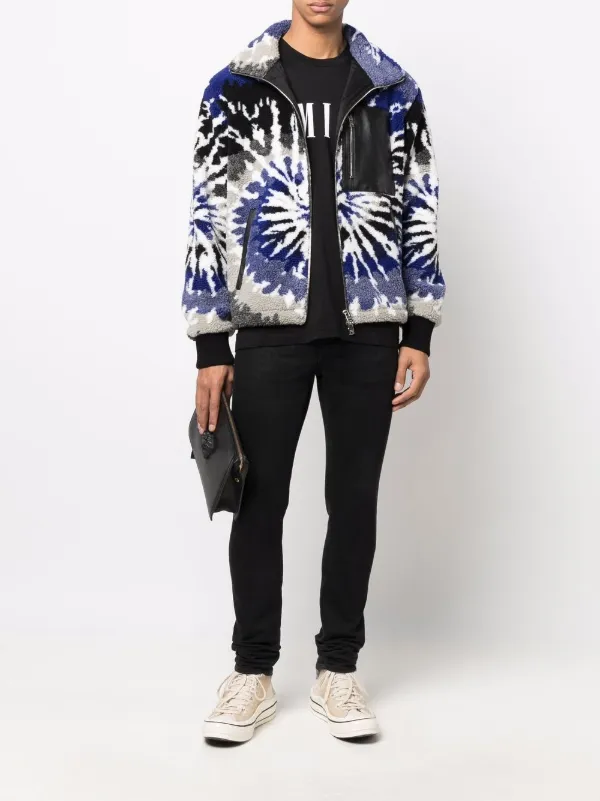 AMIRI tie-dye Fleece zip-up Jacket | Blue | FARFETCH