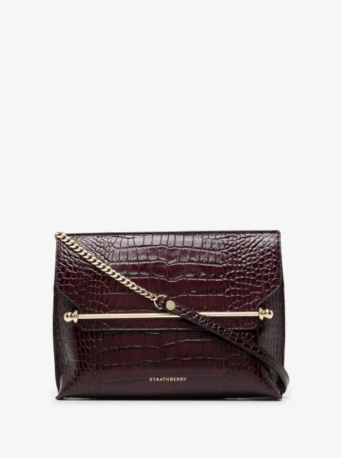 Strathberry bolsa crossbody con efecto de piel de cocodrilo