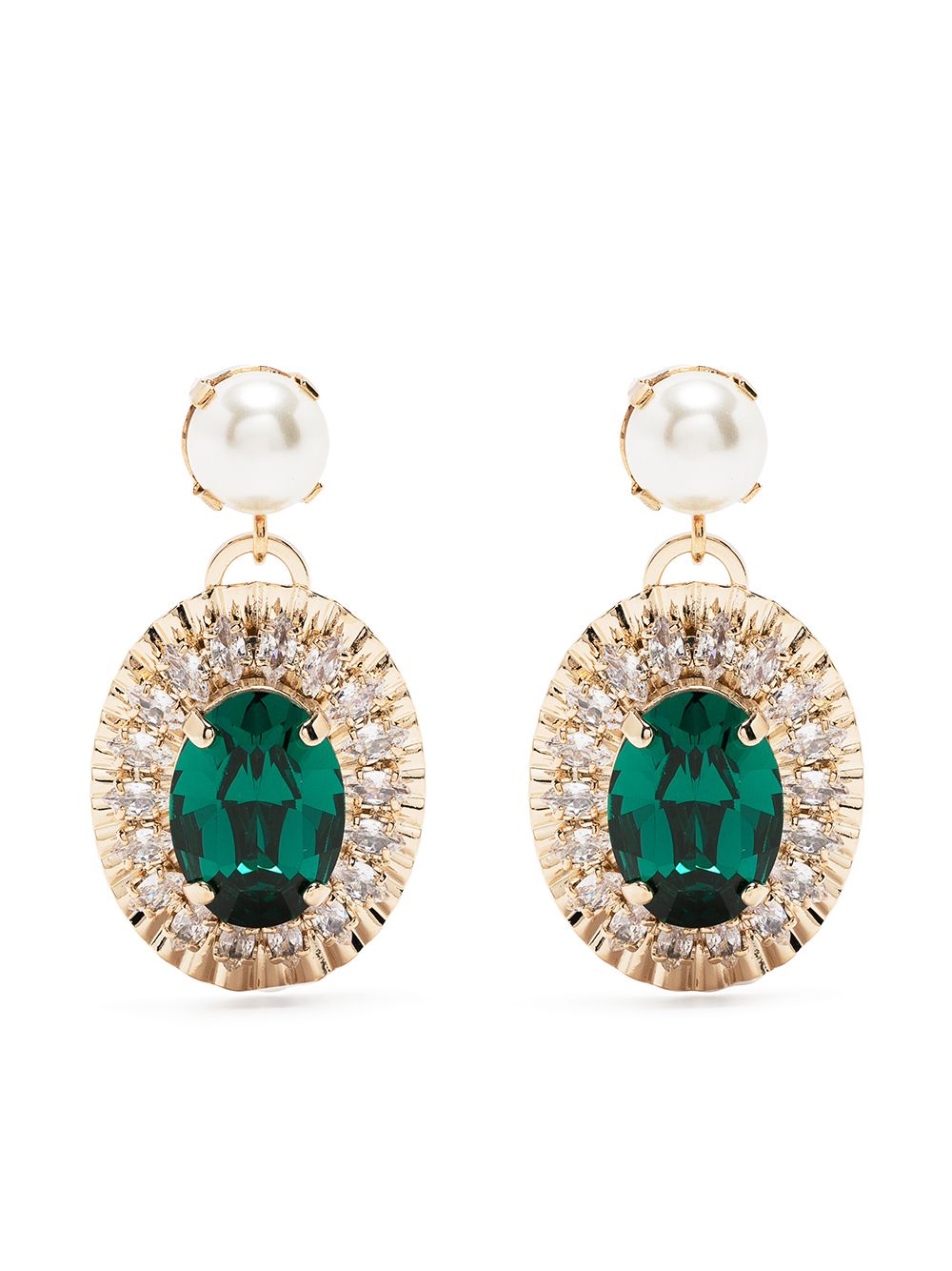 фото Anton heunis faux-pearl gemstone drop earrings