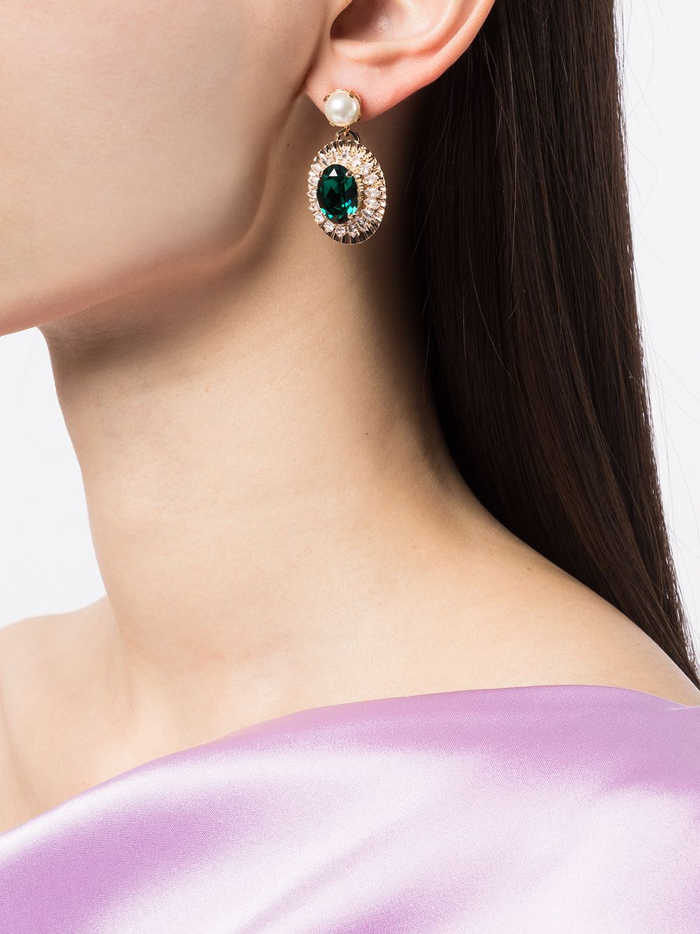 фото Anton heunis faux-pearl gemstone drop earrings