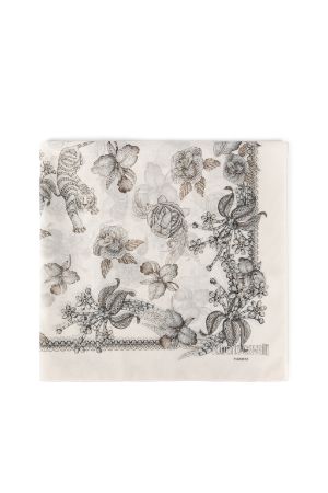 Diamond Brooches-Print Silk Scarf