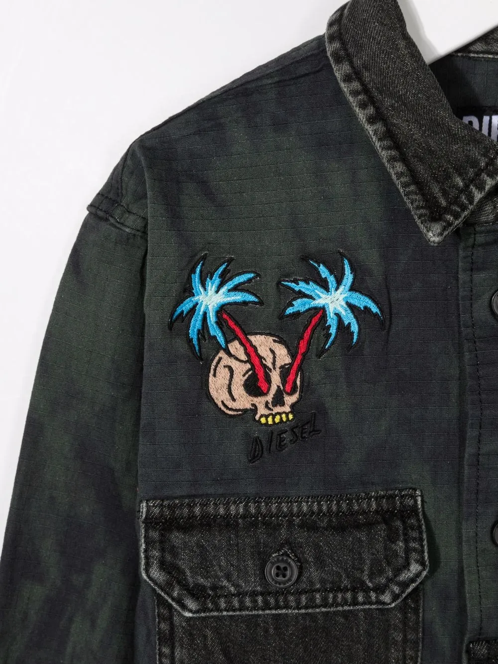 фото Diesel kids джинсовая рубашка с вышивкой