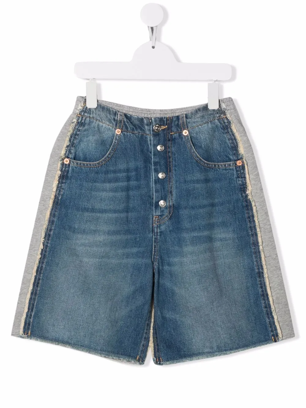 

MM6 Maison Margiela Kids shorts de mezclilla con diseño de dos tonos - Azul