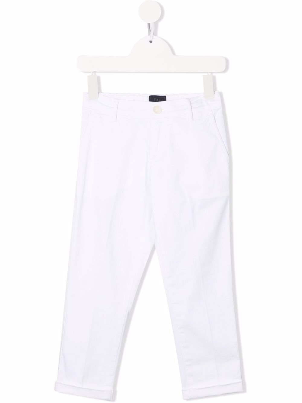 fay kids pantalon chino à coupe slim - blanc