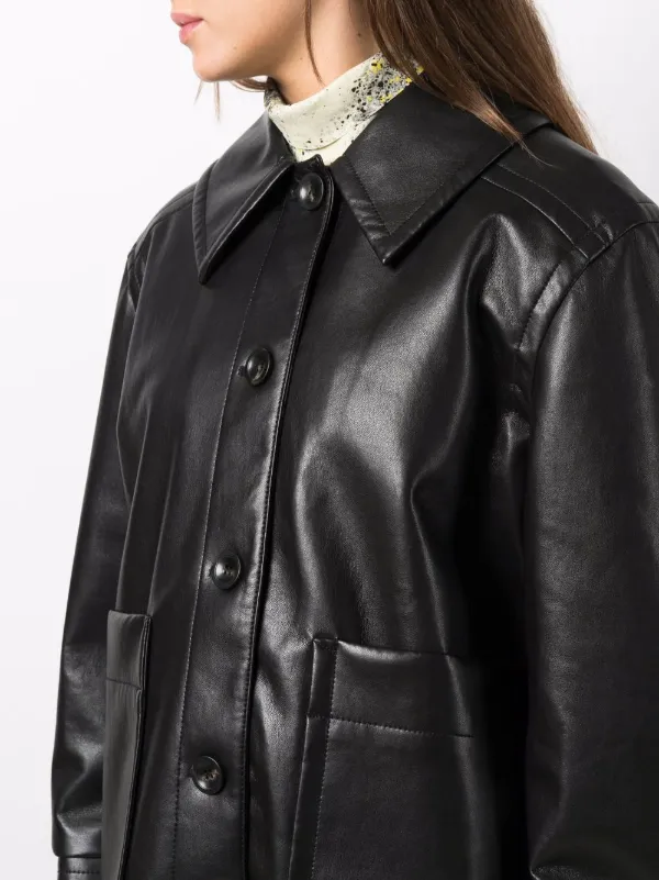 oversized leather button up