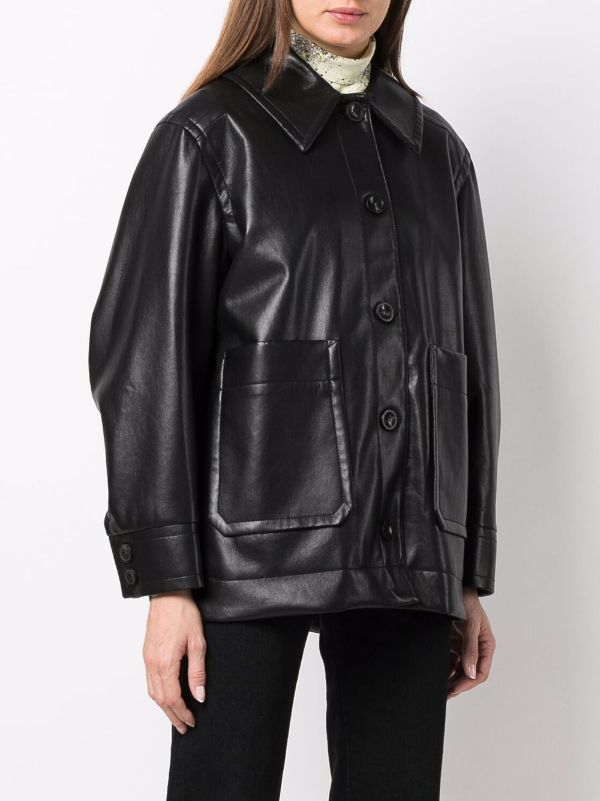 oversized leather shirt jacket