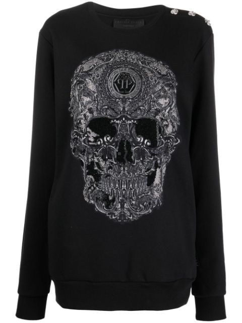 Philipp Plein embroidered-skull crew neck sweatshirt