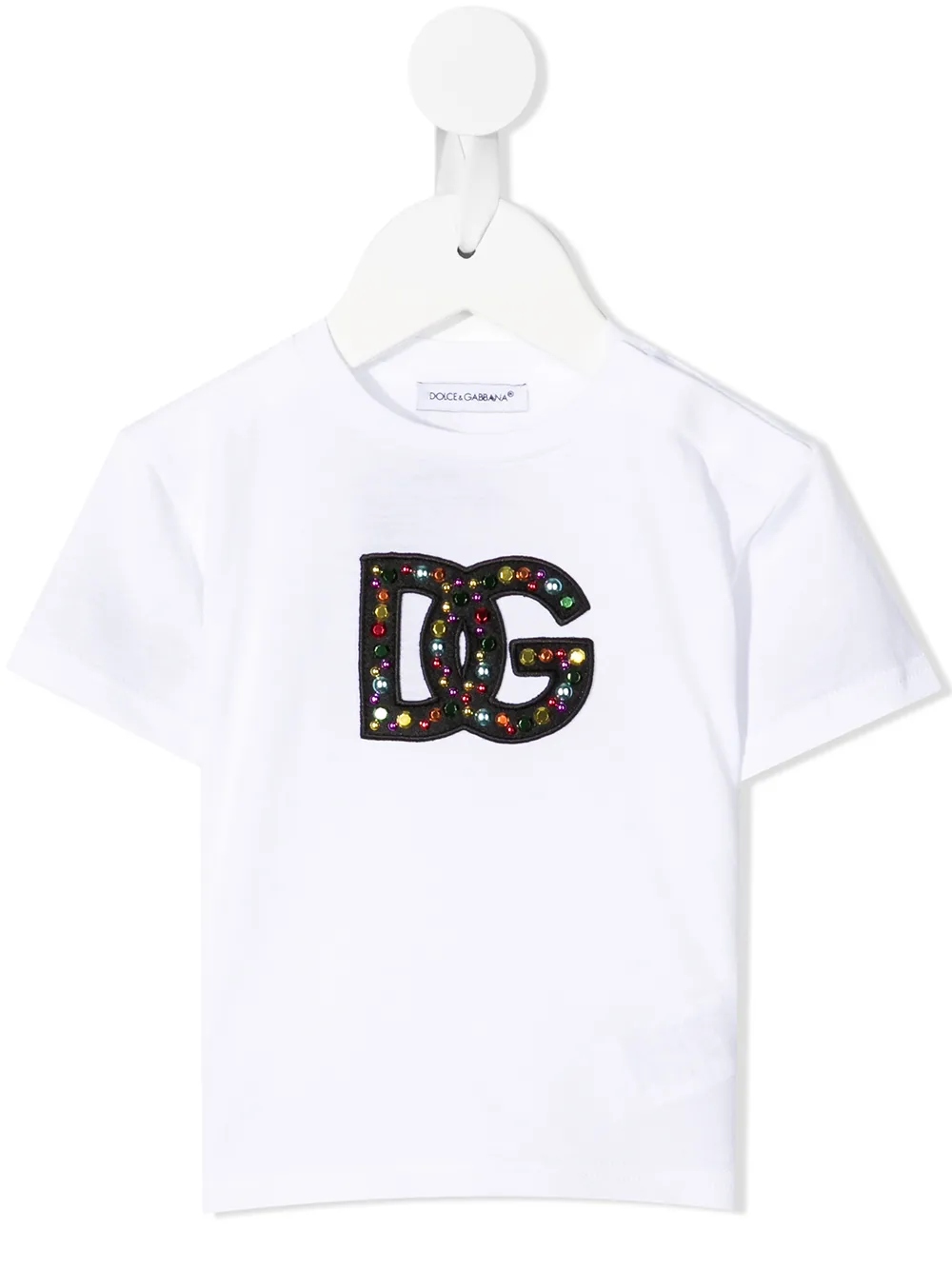 

Dolce & Gabbana Kids playera con logo de strass - Blanco