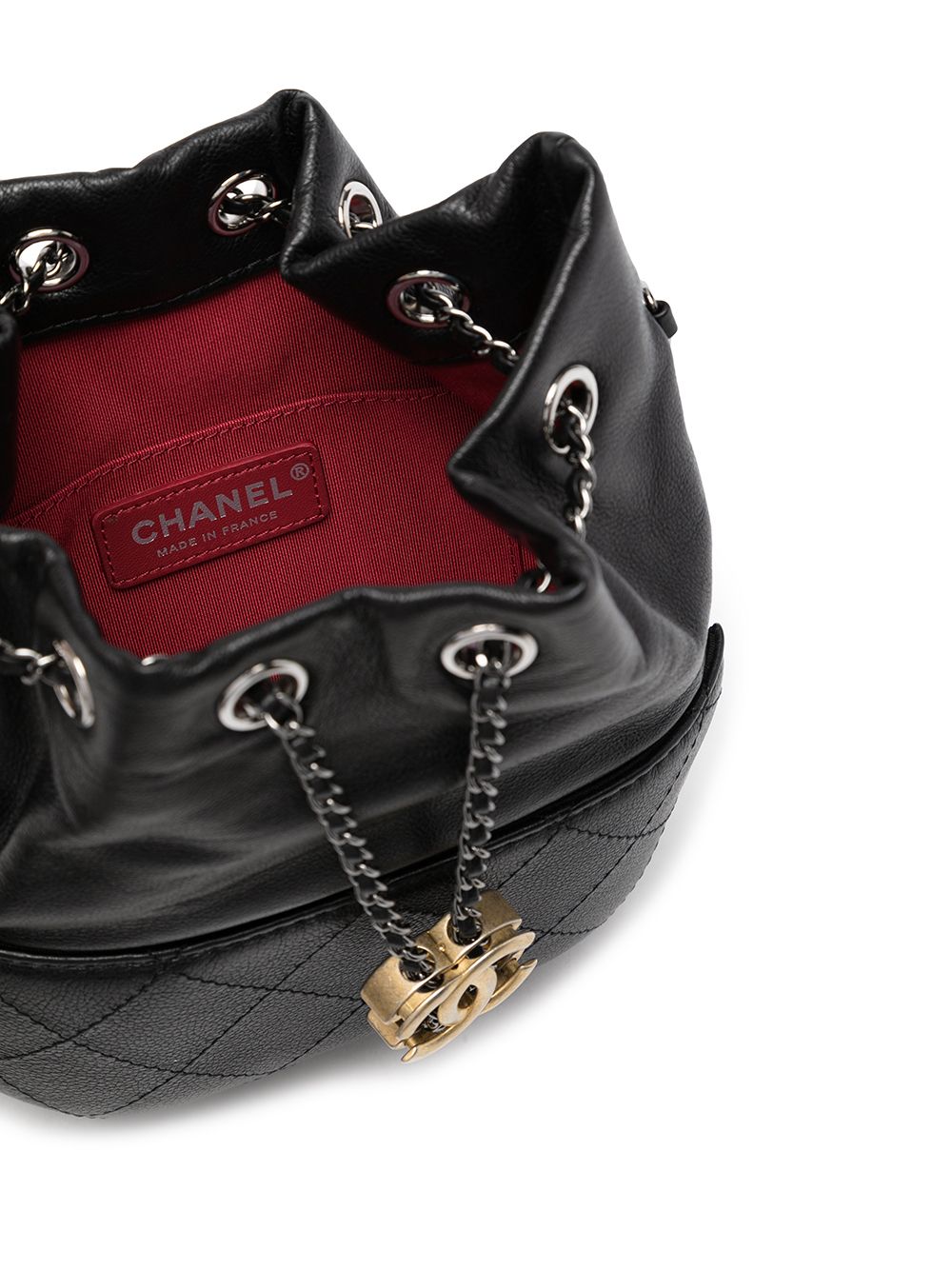 Chanel Silver Quilted Leather Small Gabrielle Bucket Bag