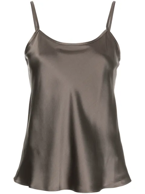 VOZ flared silk vest top