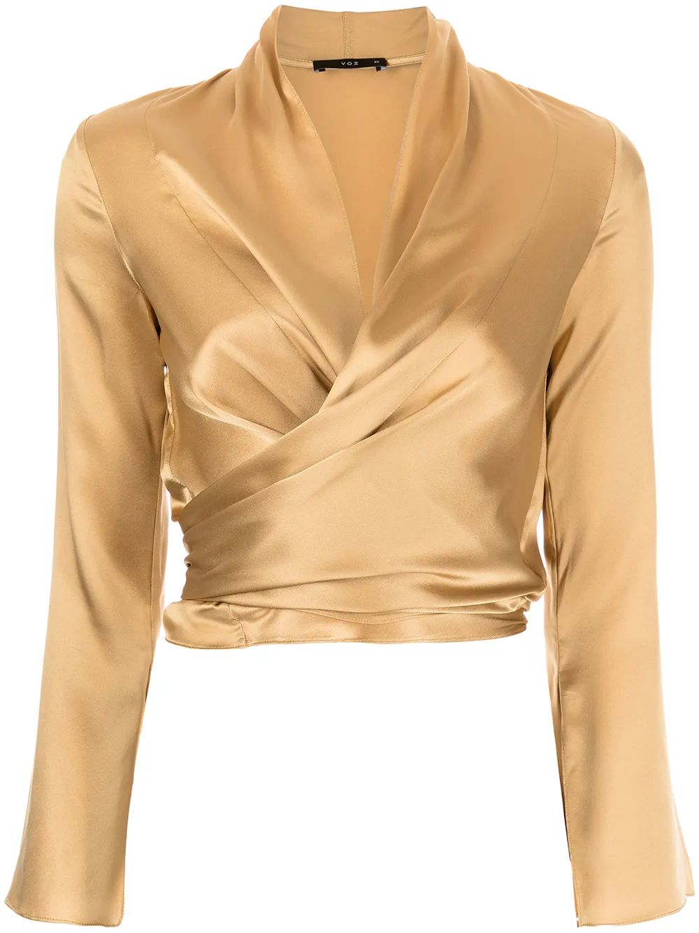 

VOZ cropped silk wrap blouse - Gold