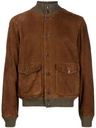 Polo Ralph Lauren button-up leather jacket - Brown