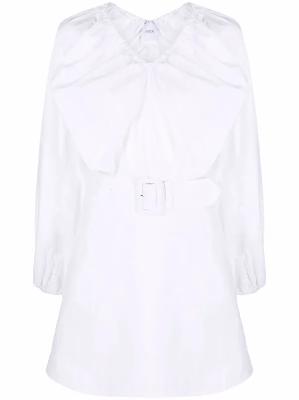 Patou Oversize-collar Cotton Dress in White