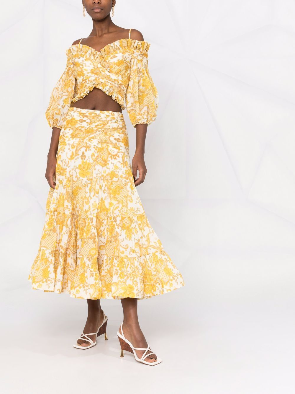 фото Zimmermann расклешенная юбка postcard с цветочным принтом