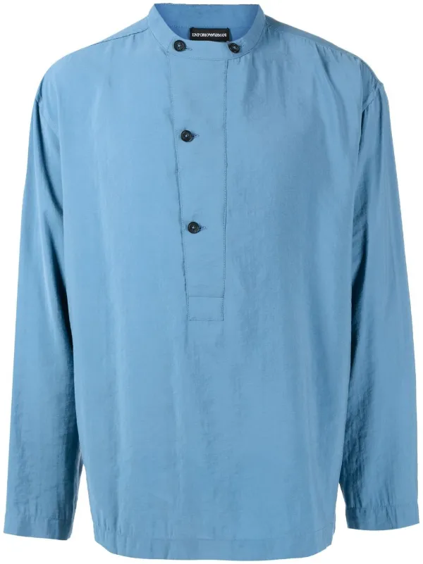 Emporio Armani half-button band-collar 