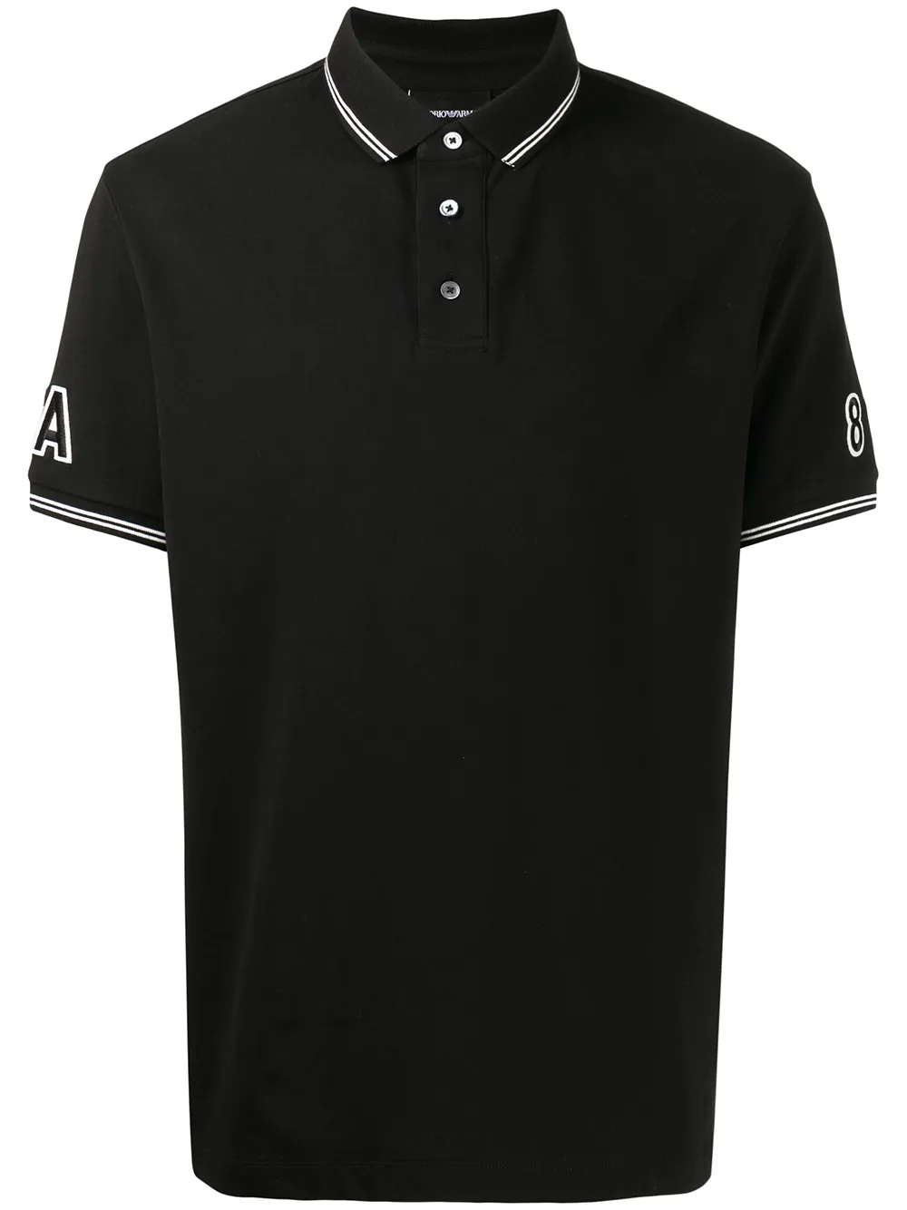 Emporio Armani playera tipo polo con parche en las manga - Negro