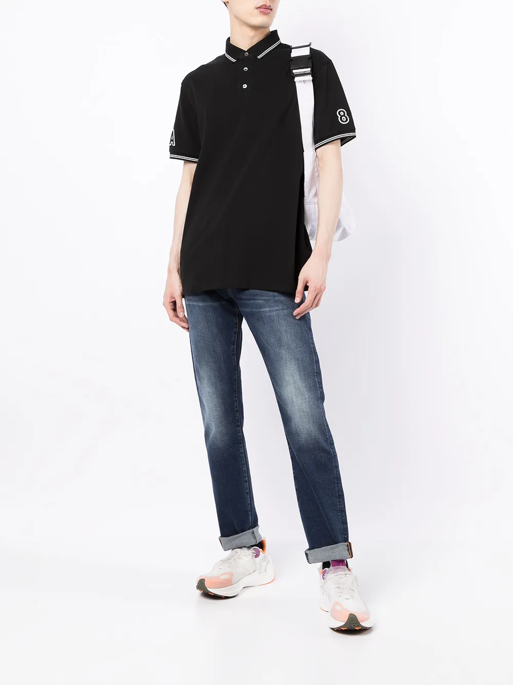 Emporio Armani Poloshirt met patchmouwen - Zwart
