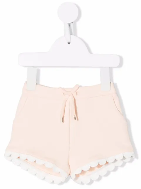 Chloé Kids scallop-edge drawstring shorts