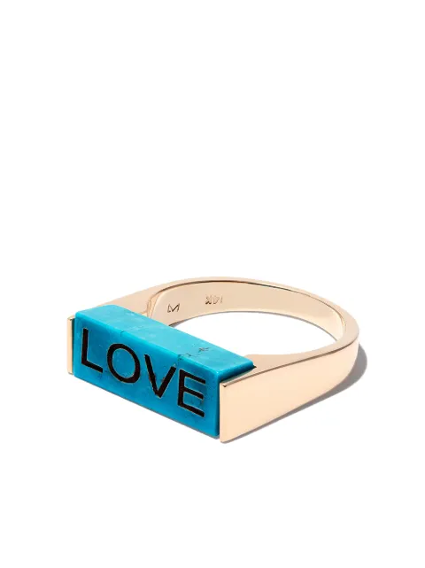 LUIS MORAIS 14kt yellow gold turquoise signet ring