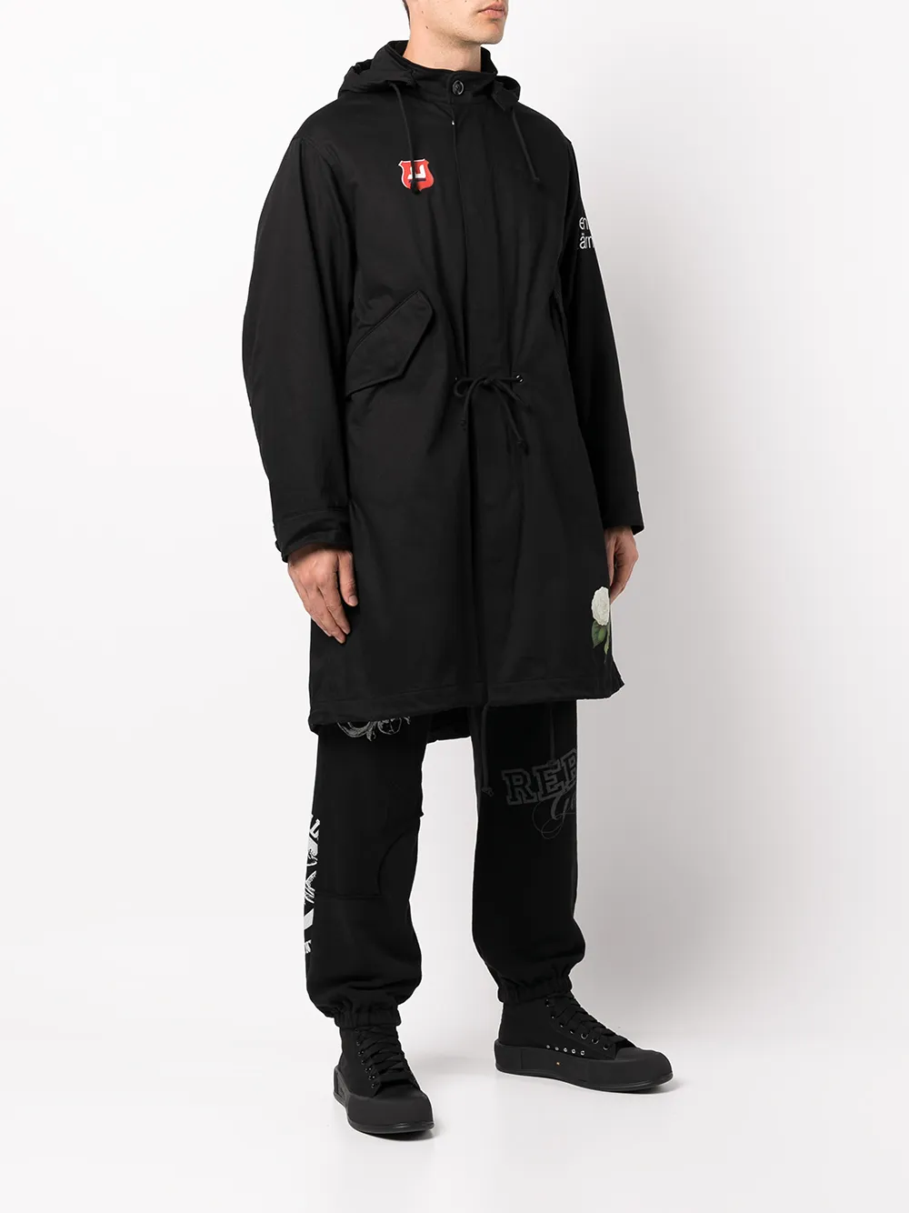  Undercover Kapuzenjacke Mit Blumen Print   Schwarz 