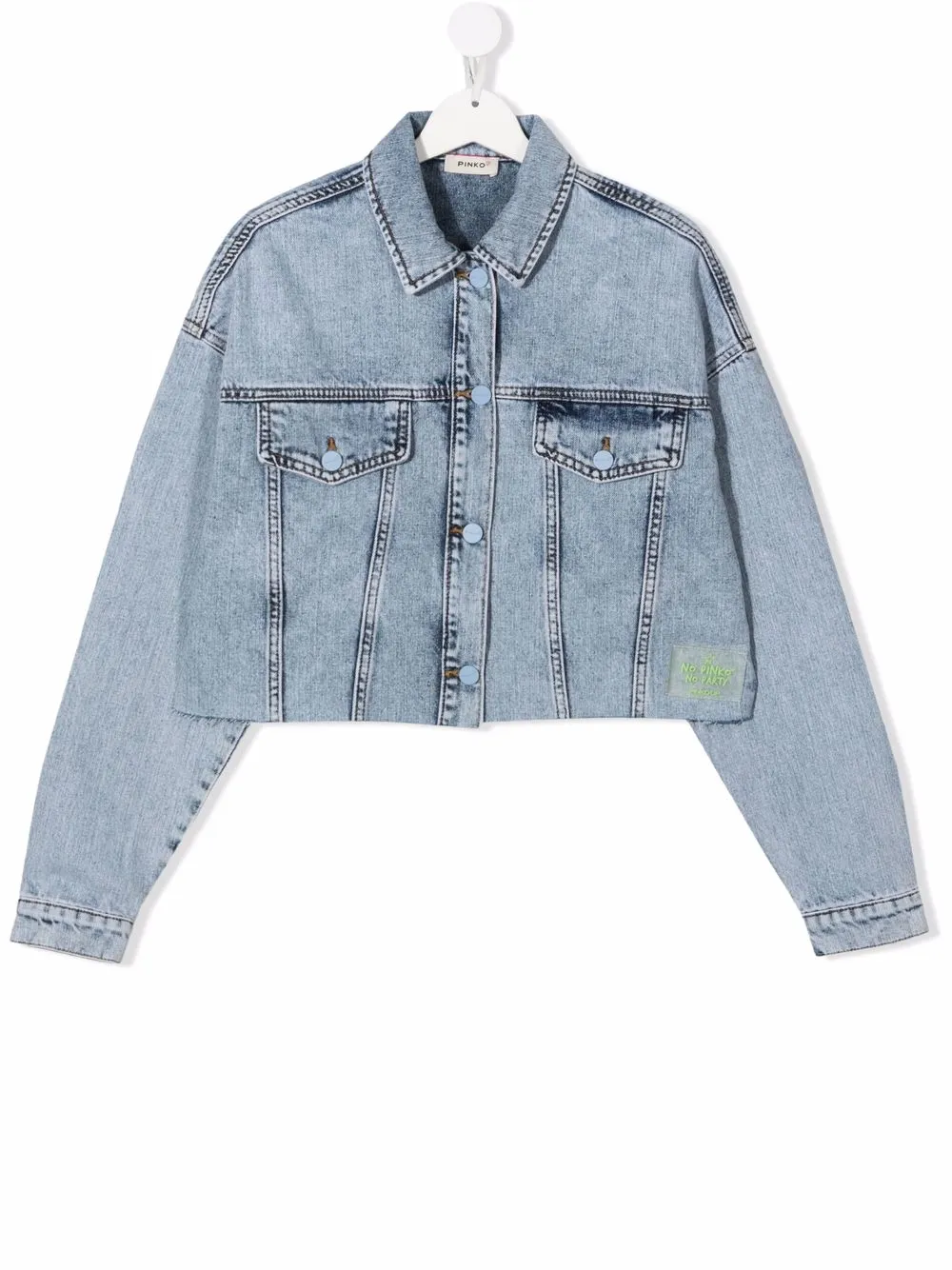 

Pinko Kids TEEN acid-wash denim jacket - Blue