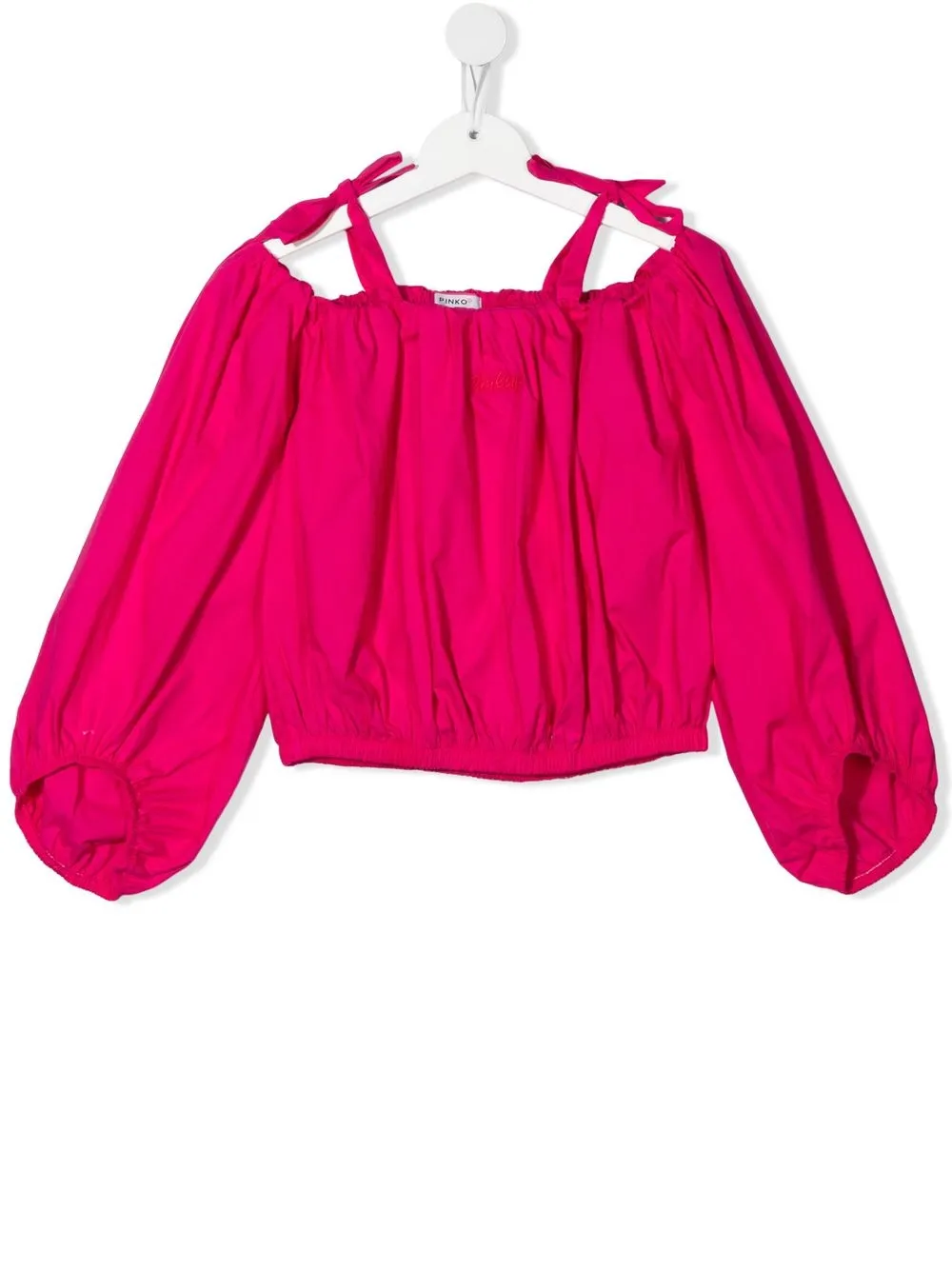 

Pinko Kids blusa corta fruncida - Rosado